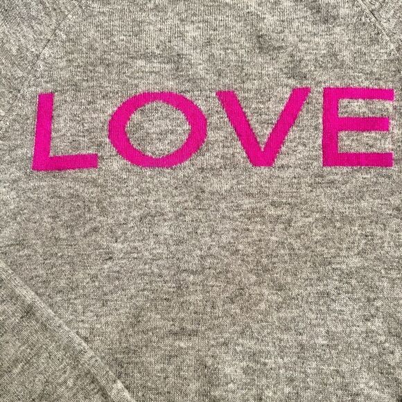 NWOT Women's Philosophy Gray Pink LOVE Cashmere Crew Neck Pullover Sweater XS - Picture 3 of 3